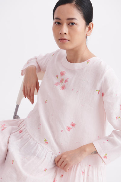 Low Waist Dress in Block Printed Floral