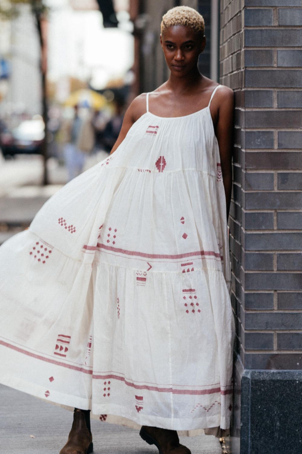 Ruffle Tiered Handwoven Slip Dress