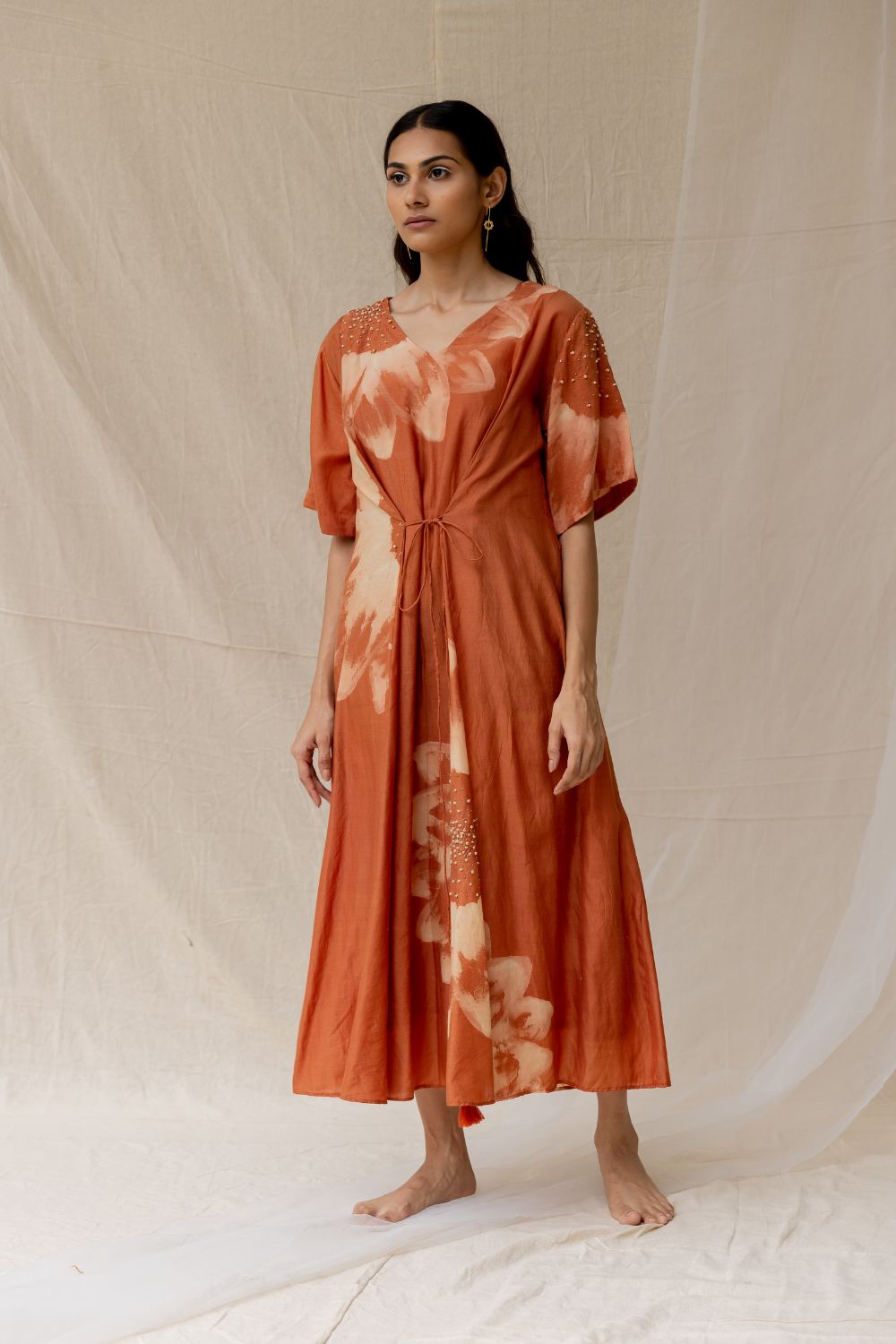 Hibiscus tie dress - Rust