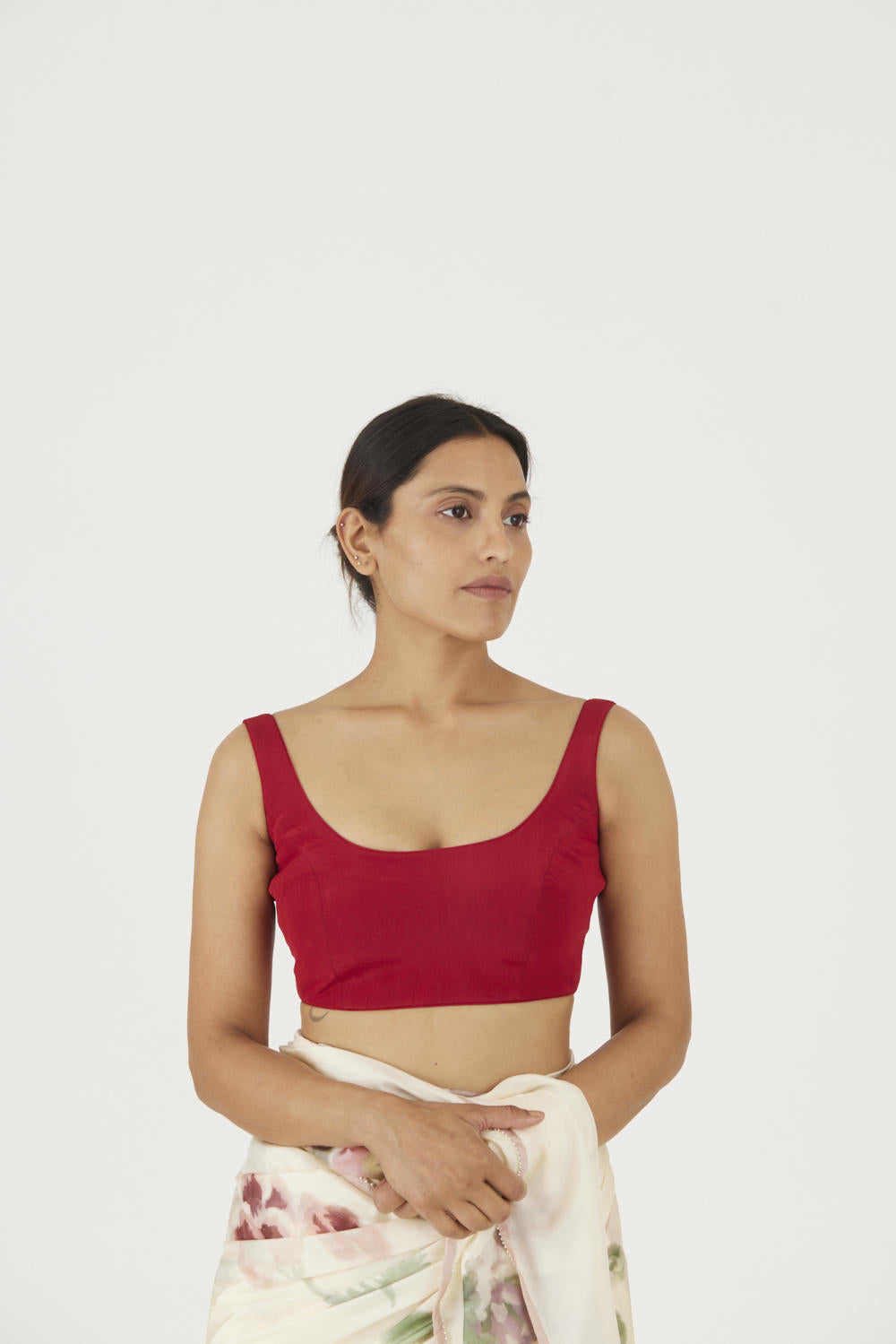 JULIET WHITE RED SOLID BLOUSE