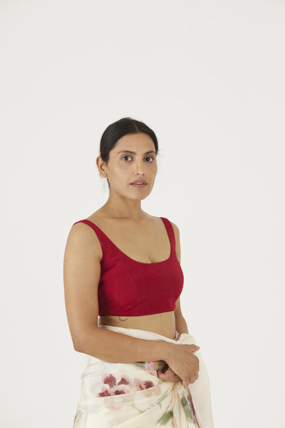 JULIET WHITE RED SOLID BLOUSE