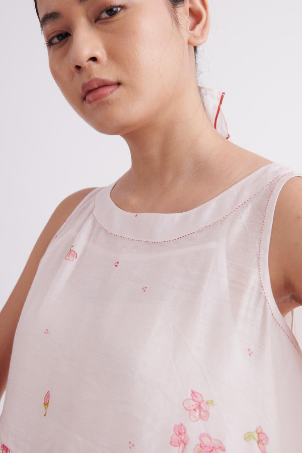 Silk Dress in Hand block Printed in Cherry Blossom Print