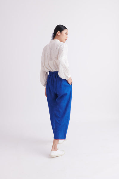 Blue Polka Linen Shirt