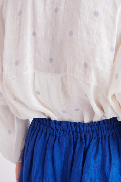 Blue Polka Linen Shirt