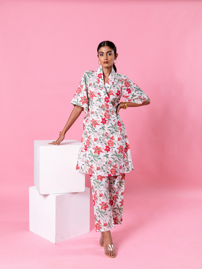 Pink Dahlia Kimono Co-Ord