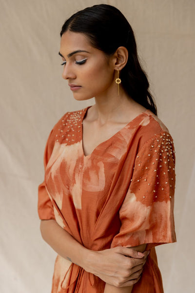 Hibiscus tie dress - Rust