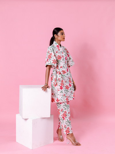 Pink Dahlia Kimono Co-Ord