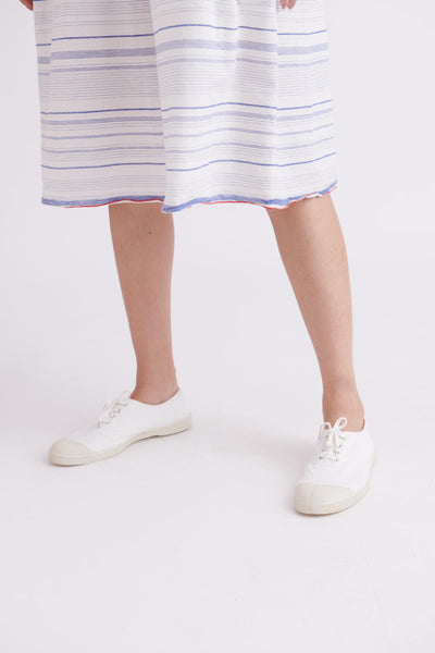 Handloom High Twist Cotton in Blue Fine Stripes