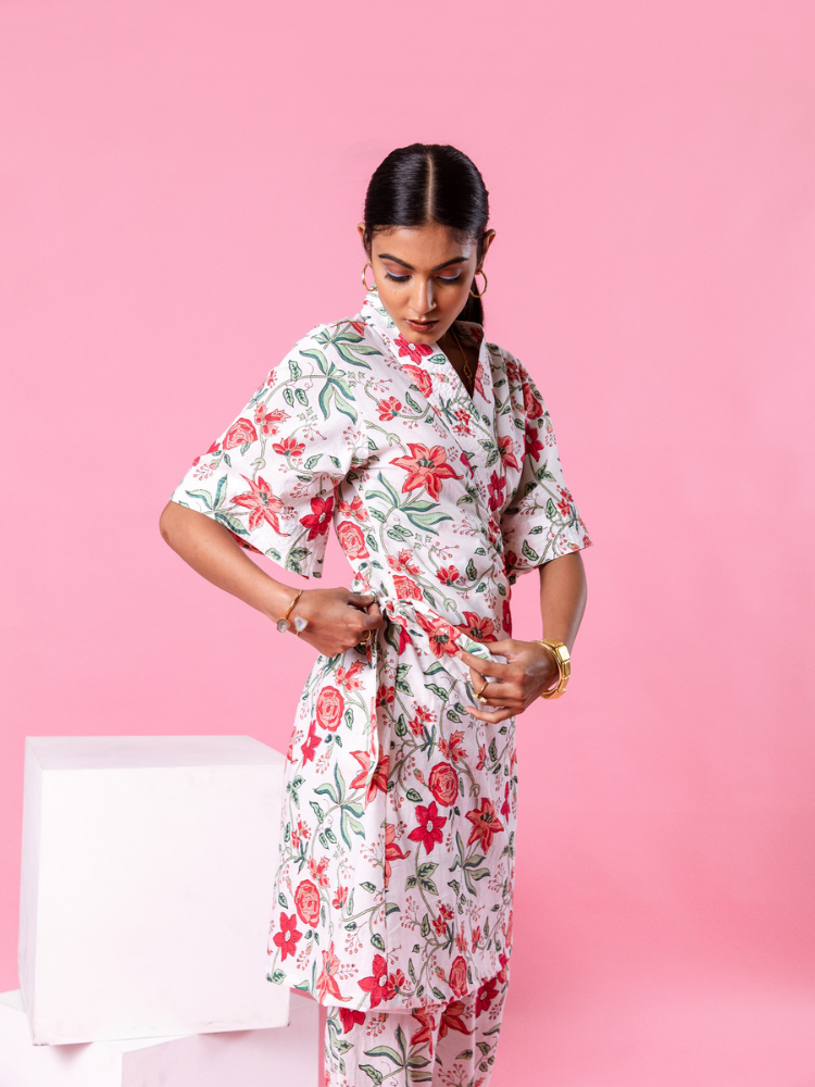 Pink Dahlia Kimono Co-Ord