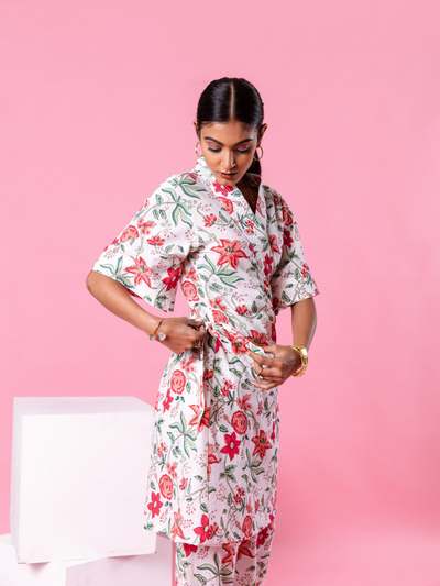 Pink Dahlia Kimono Co-Ord