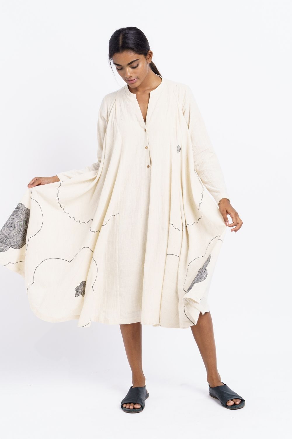 Flower scribble dress - Off White