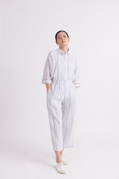 Blue Stripes Handloom Linen Pants