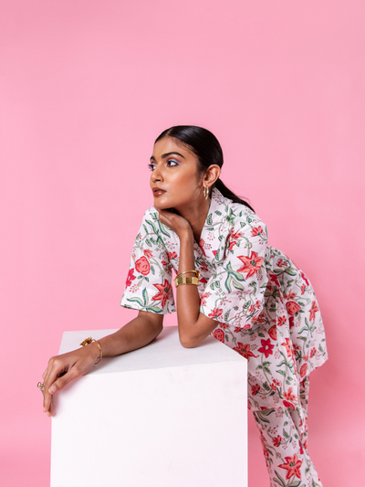Pink Dahlia Kimono Co-Ord