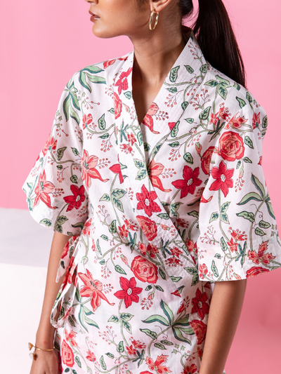 Pink Dahlia Kimono Co-Ord