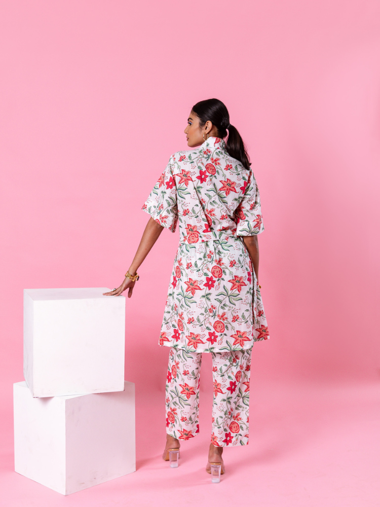 Pink Dahlia Kimono Co-Ord