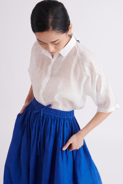 Handloom Silk Shirt in Small Polka