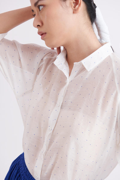 Handloom Silk Shirt in Small Polka
