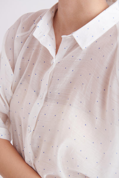 Handloom Silk Shirt in Small Polka