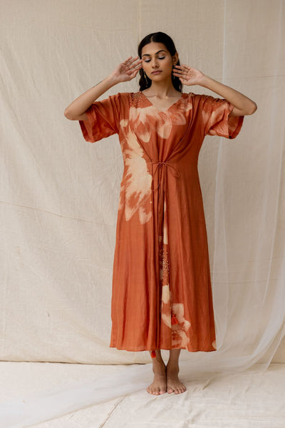 Hibiscus tie dress - Rust