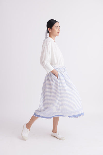 Handloom High Twist Cotton in Blue Stripes