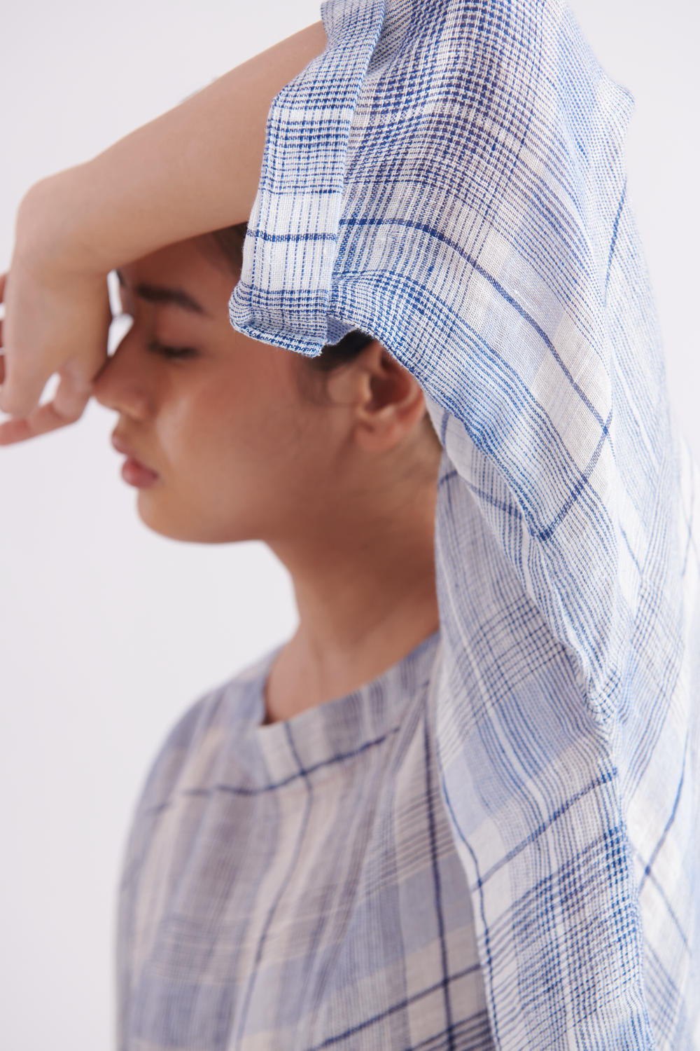 Handloom Linen Gauze Top in Checks
