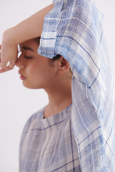 Handloom Linen Gauze Top in Checks