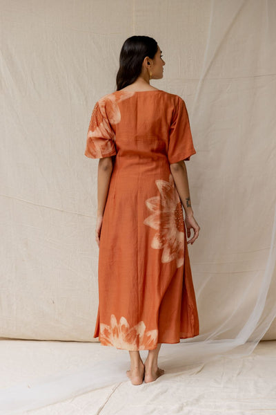 Hibiscus tie dress - Rust
