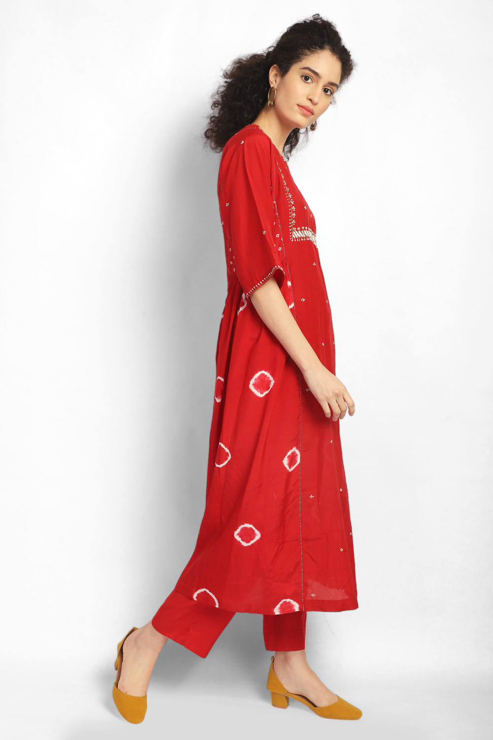 Embroidered Bandhani Kurta Co-ord