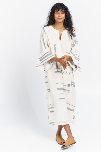 Oversized sleeve straight-cut dress