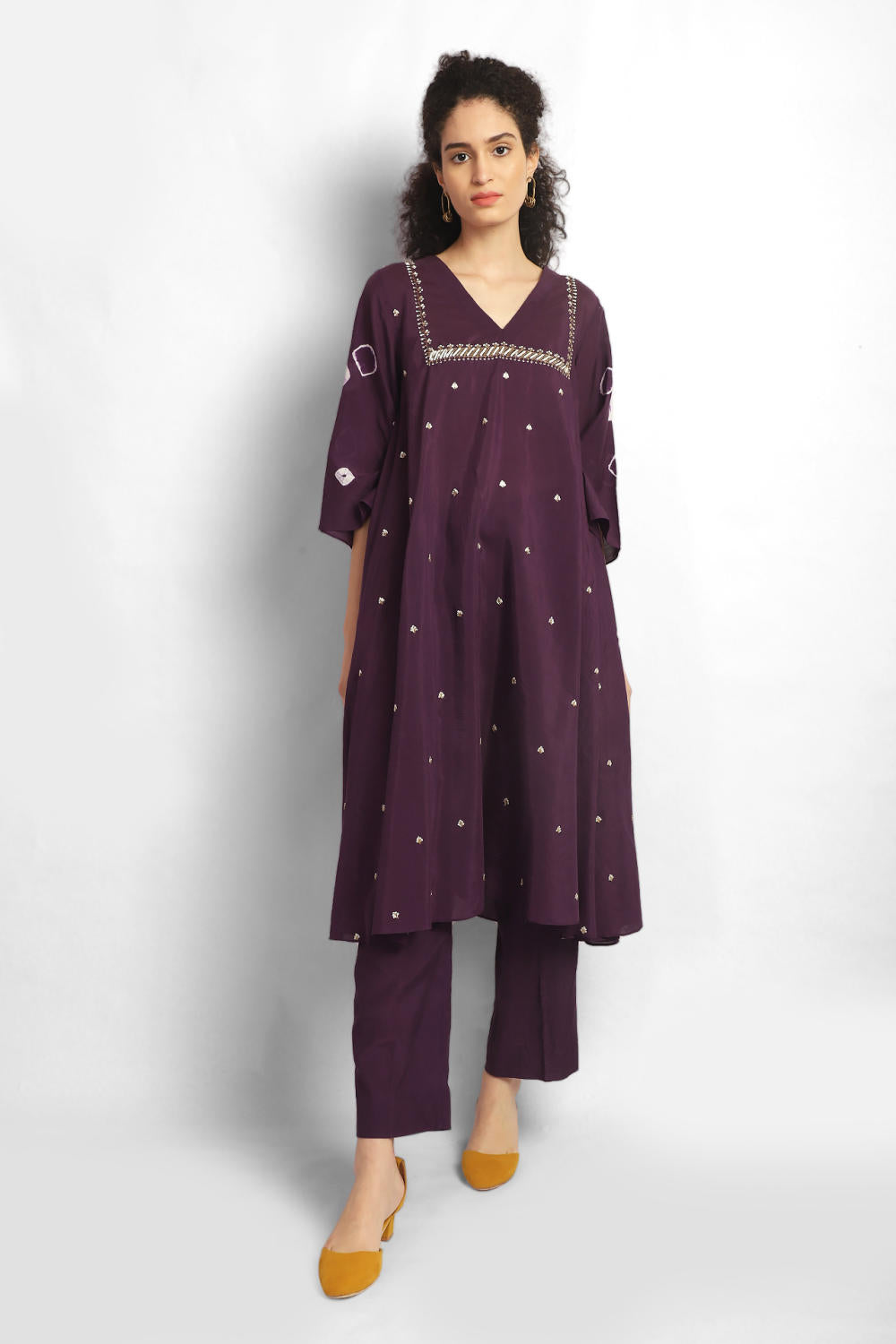 Twirl Bandhani Kurta Co-ord-Purple