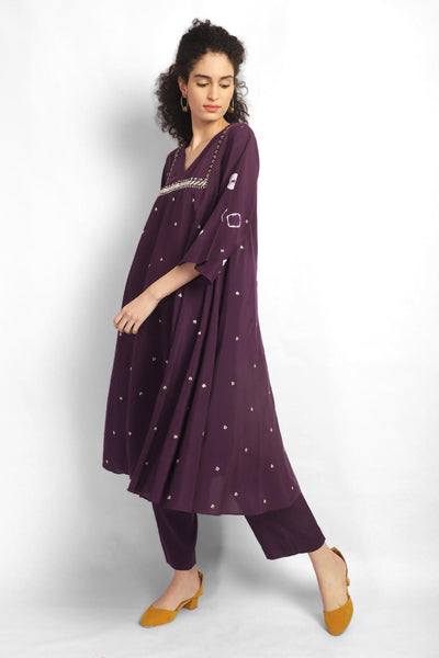 Twirl Bandhani Kurta Co-ord-Purple