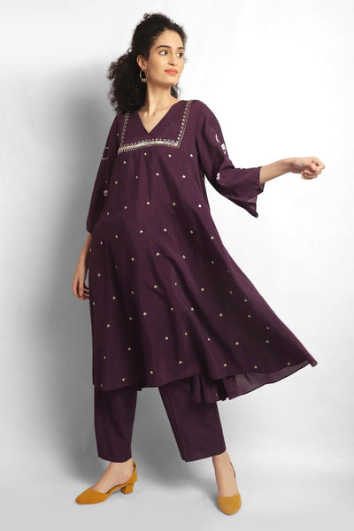 Twirl Bandhani Kurta Co-ord-Purple