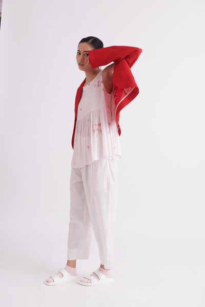 Handwoven Linen Jacket in Red