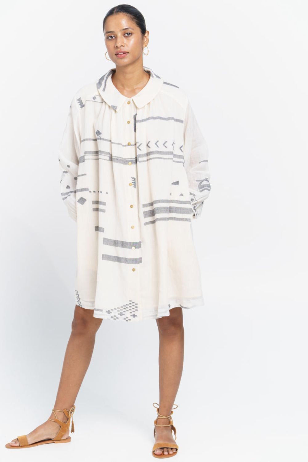 Oversized abstract shirt dress