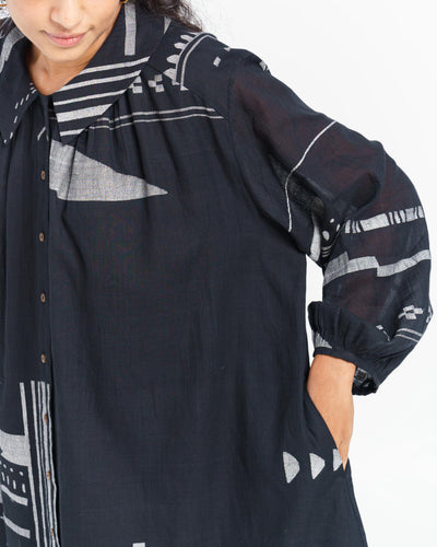 Abstract patterned oversized shirt dress