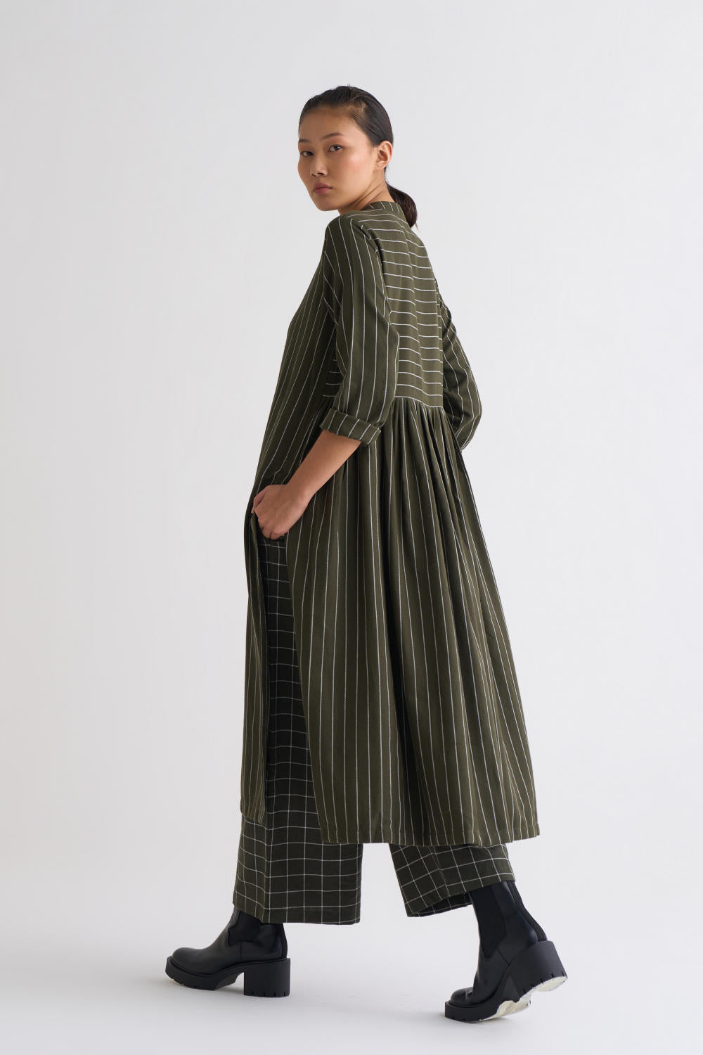 Back Gather Jacket Co ord - Olive