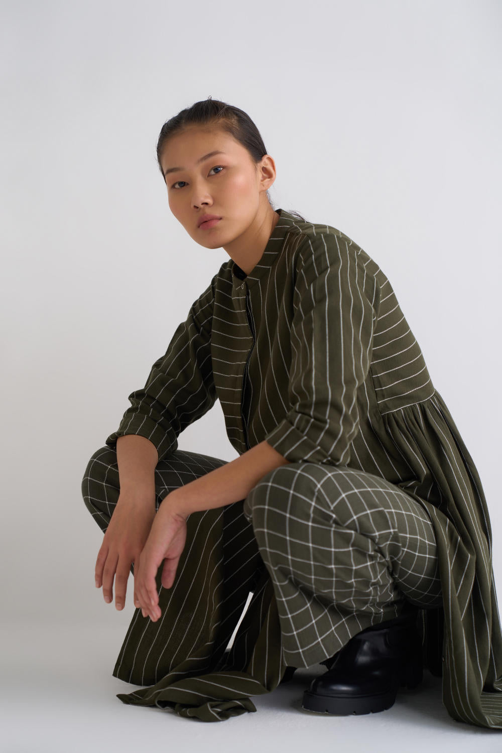 Back Gather Jacket Co ord - Olive