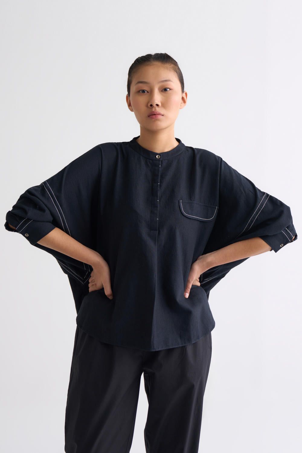Bat Sleeve Top Co ord - Black