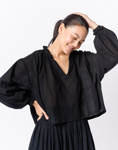 Black cotton flared top - Black