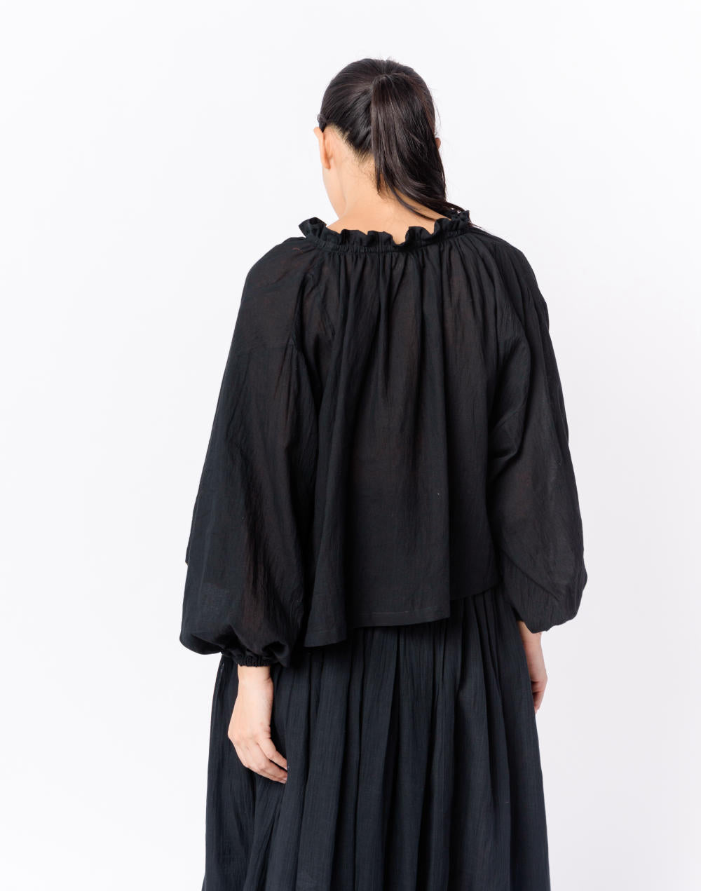 Black cotton flared top - Black