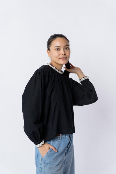 Black floaty top - Black