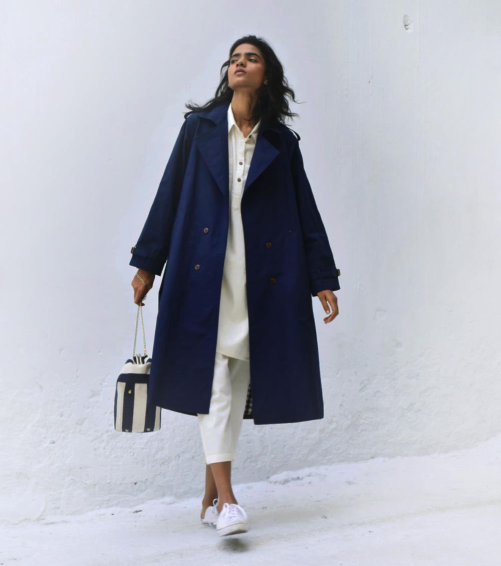 Blue Sage Trench Coat