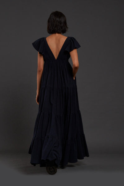 Navy Blue Tiered Gown