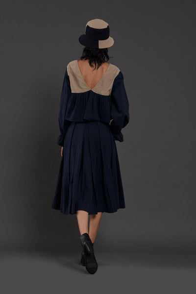 Navy Blue & Beige Bow Set