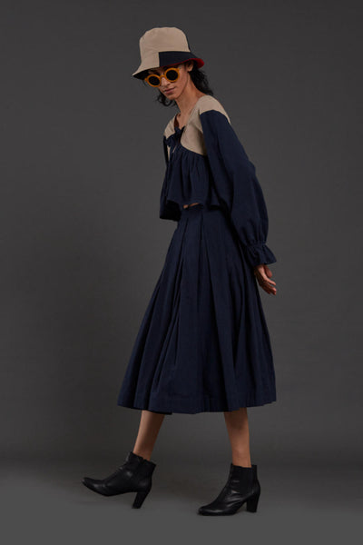 Navy Blue & Beige Bow Set