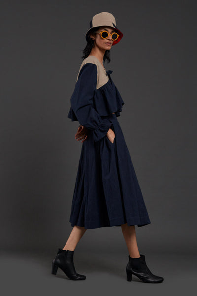 Navy Blue & Beige Bow Set