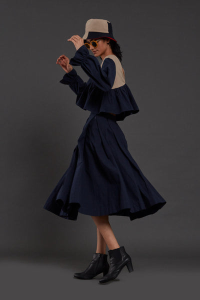 Navy Blue & Beige Bow Set