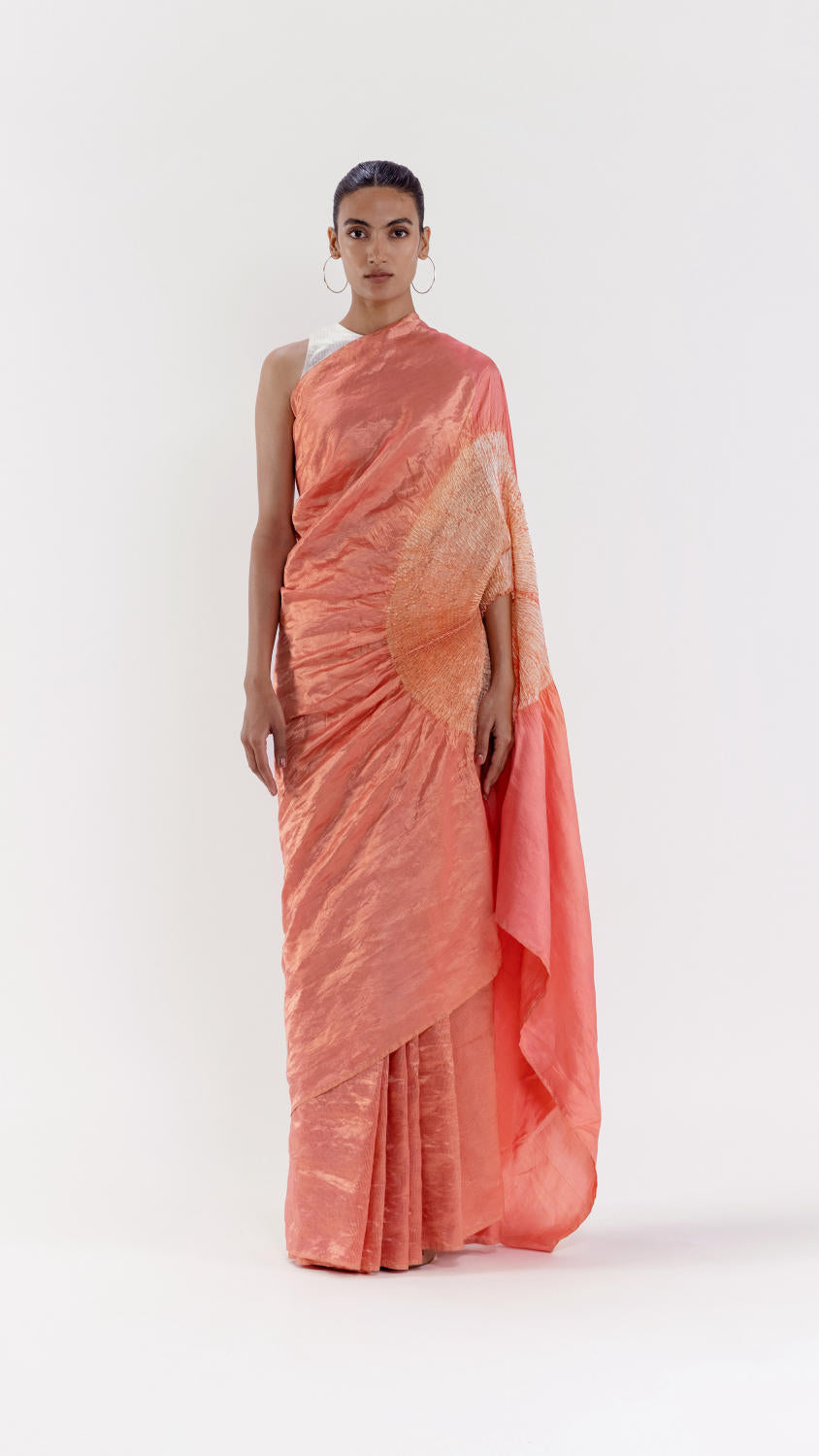 THE HANDSFREE SAREE - METALLIC PEACH