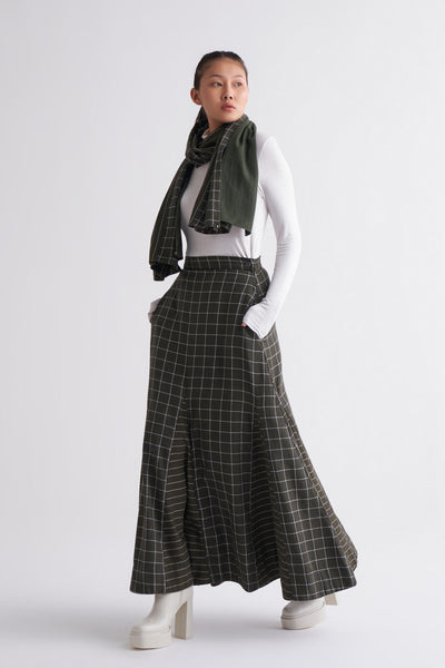 Applique scarf - Olive Stripe/check
