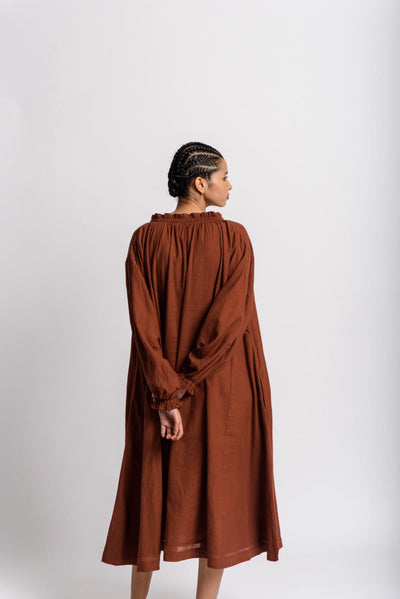 Toasted brown flared dress - Brown